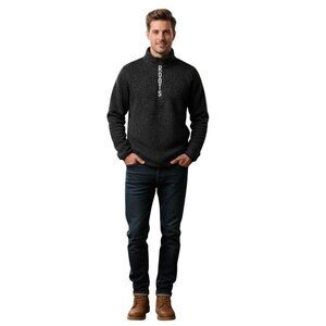 Roots Logo 1/2 Zip Mockneck Pullover Fleece Unisex Size L